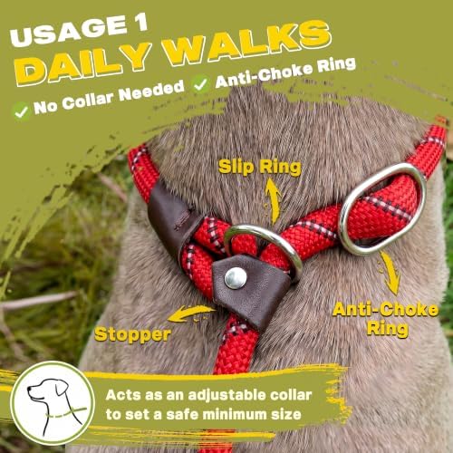 Fida Durable Slip Lead Dog Leash, 6 FT x 1/2" Dog Training Leash, Red - Image 4