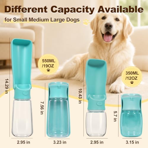 Foldable Dog Water Bottle, 12 oz Leak Proof Portable Dispenser (Green) - Image 6