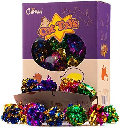 CHIWAVA 45PCS 1.6'' Mylar Cat Toy Ball Kitten Shiny Crinkle Crackle Balls by Chiwava