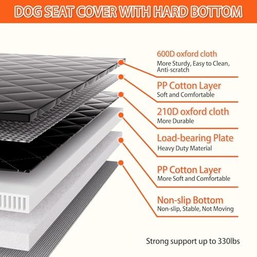 Back Seat Extender for Dogs - Large Space, Waterproof Dog Car Seat Cover for Back Seat with Hard Bottom Holds 420lbs, 600D Heavy-Duty Upgraded Material Dog Hammock for Car, Easy to Use and Clean - Image 5