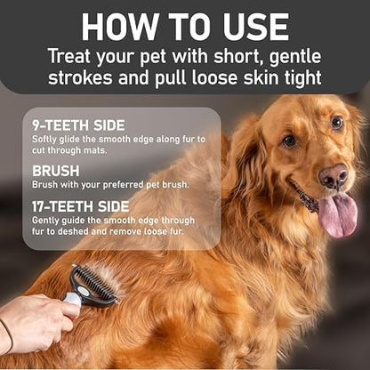 Maxpower Planet Pet Grooming Brush - Double-Sided Undercoat Rake for Dogs and Cats, Extra Wide, Reduces Shedding by 95%, White - Image 5