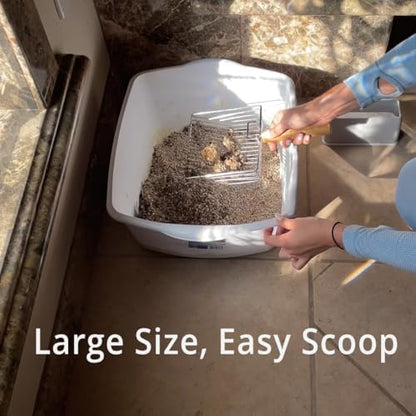 UFECODO Fast Sifting Cat Litter Scoop with Holder Stand, Stainless Steel Poop Scooper with Ergonomic Wood Handle, Heavy Duty and Easy Clean - Image 6