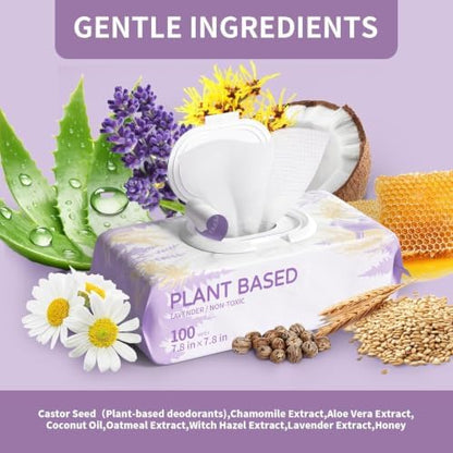 IMMHABI 600 Count Lick-Safe Dog Wipes, Lavender Plant-Based Hypoallergenic Dog Wipes for Paws, Butt, and Anal Gland Care, Cleansing & Deodorizing for Puppies - Image 2