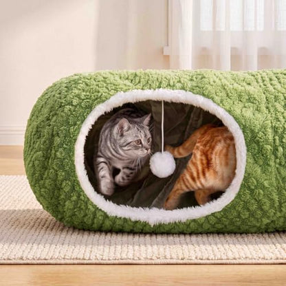 Cat Tunnel Bed with 20 Cat Toys,Kitten Toys for Indoor Kittens,Green - Image 2