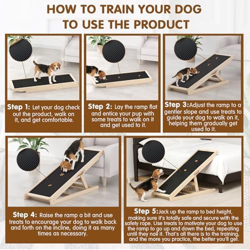 Dog Ramp for Couch, Adjustable Height Ramps for Pets to Get on Bed - Image 6