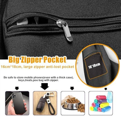 Tomkas Small Dog Cat Sling Carrier Puppy Purse Travel Wrap Soft Crossbody Pet Bag (Black, M - Zip Pocket & Classic Strap) - Image 5