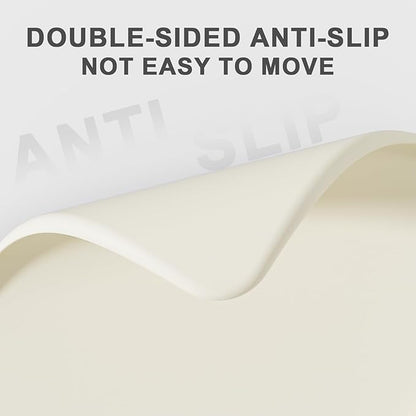 ESTHELLO Waterproof Pet Feeding Mats - Advanced Silicone Dog Food Mat Easy to Clean for Dog & Cat Bowls, 24''x16'' Cream White