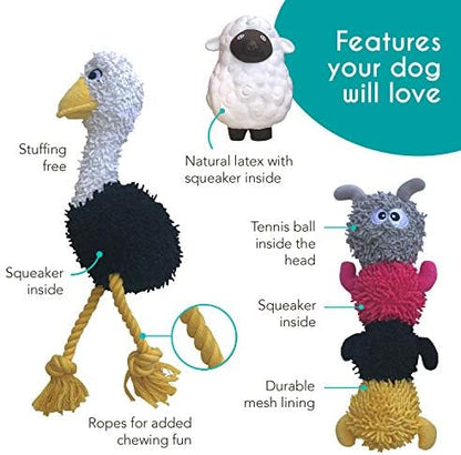 rocket & rex Puppy Chew Toys for Teething, Rope & Plush Set (3pk) - Image 3