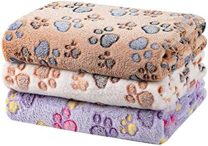 Dono 1 Pack 3 Dog Blankets, Soft Fluffy Fleece Pet Blanket Warm Sleep Mat Paw Print Design Puppy Kitten Throw Blankets Doggy Blanket for Dogs by Dono