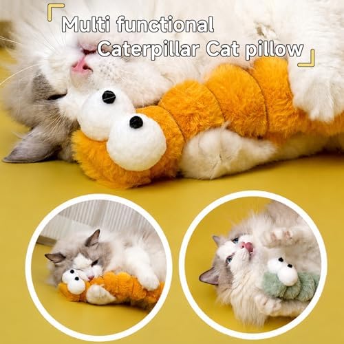 Cat Toys Pillows, Catnip Toys for Cats 3 Pack, Cute Caterpillar Design, Interactive Indoor Kitten Kicker, Promotes Kitty Exercise, Soft and Durable - Image 6