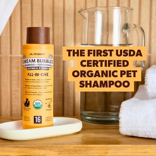 Petsmont Dream Bubbles Organic Shampoo + Conditioner for Dogs and Cats - Oatmeal Shampoo for Sensitive Skin, Anti Itch Conditioner 2 in 1 Dog Itch Relief - 16oz - Image 2