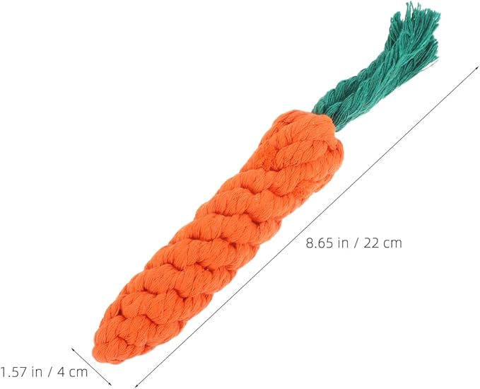 balacoo Carrot Dog Rope Toy 9.45In Interactive Pet Chew Toy for Teeth Cleaning Tug of War and Stress Relief Durable Cotton Rope Plaything