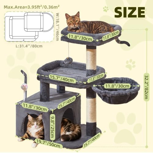 Taoqimiao 32.2in Cat Tree with Toy, Small Cat Tower for Indoor Cats, MS043G - Image 6