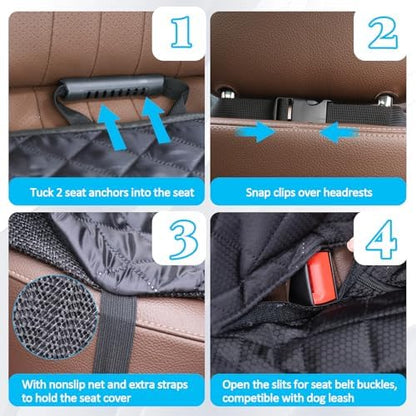 Dog Car Seat Cover for Back Seat Pet Cover for Dogs Waterproof Car Seat Protector Bench Seat Cover, Scratchproof Nonslip Durable Car Seat Covers for SUV,Truck &Cars (Standard Size:52W*48L) - Image 4