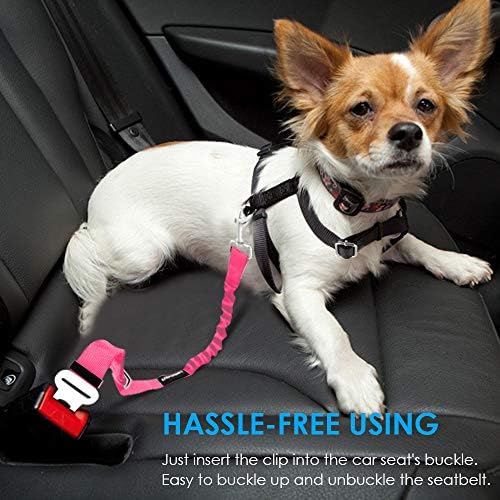 URPOWER 2 Pack Dog Seat Belt, Retractable Dog Car Harness Adjustable Pet Safety Belt with Elastic Bungee Buffer, Heavy Duty & Durable & 360 Degree Swivel Dog Seatbelts - Image 6