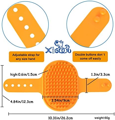 XIGOU Dog Bath Brush, 2 Pcs Short Hair Grooming Brush for Dogs & Cats - Soothing Massage Rubber Bristles Curry Comb with Adjustable Handle - Image 5