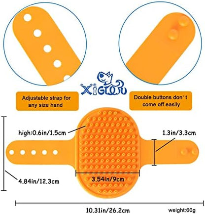 XIGOU Dog Bath Brush, 2 Pcs Short Hair Grooming Brush for Dogs & Cats - Soothing Massage Rubber Bristles Curry Comb with Adjustable Handle - Image 5