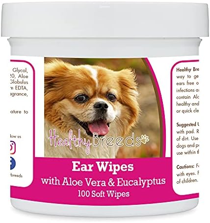 Healthy Breeds Tibetan Spaniel Ear Cleaning Wipes with Aloe & Eucalyptus for Dogs 100 Count by HealthyBreeds