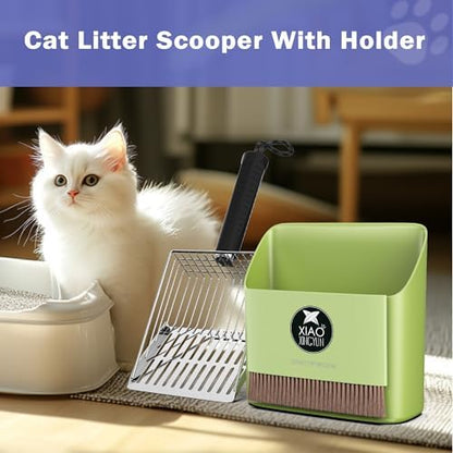 Metal Cat Litter Scooper Kit - Durable Large Steel Litter Scoop with Dual Grid, Includes Broom & Dustpan for Quick, Easy Cleaning - Image 2