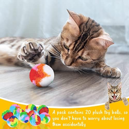 Deekin 20 Pcs Cat Ball Toy 1.6 Inch Fuzzy Pom Pom Balls for Kittens Cats - Image 3