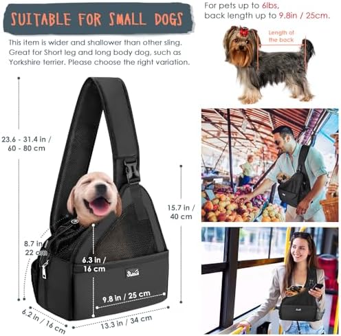 Lukovee Pet Sling, Hands Free Hard Bottom Papoose for Puppy Small Dogs - Image 5