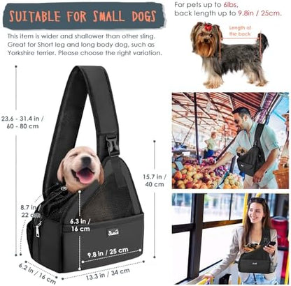 Lukovee Pet Sling, Hands Free Hard Bottom Papoose for Puppy Small Dogs - Image 5