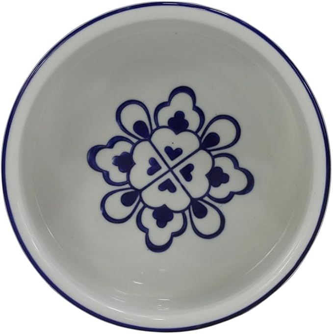 Blue & White Porcelaine Dog Bowls, Non Slip 6" Ceramic Cat Food and Water Bowls, Pets Breed Dogs Dish for Middle and Small Dogs Puppy,Dishwasher & Microwave Safe, 27 OZ or 3.5 Cups