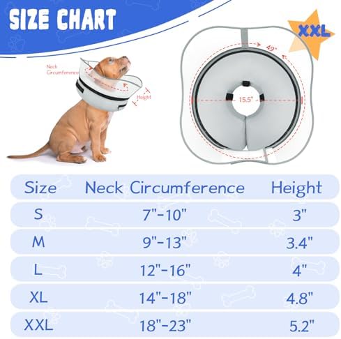 Elevated Inflatable Dog Cone Collar Alternative After Surgery, Dog Donut Collar, Soft Pet Cone to Stop Licking for Small Medium Large Dogs - Image 6