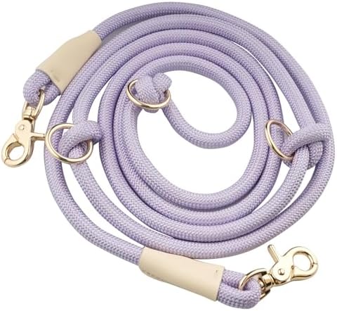 Multifunctional 8.5 ft Nylon Rope Hands Free Dog Leash for Running Small Medium Large Dogs, Waist Leash for Dog Walking, Adjustable Crossbody Over Shoulder Lead (Light Purple, 8.5FT x 10MM) by Unknown