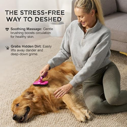 Deshedding Dog Brush for Shedding – Self Clean Cat Brush Deshedding & Grooming Tool for Long Haired and Short Haired Dogs, Slicker Brushes for Dogs, Skin-Friendly, Retractable Bristles, Easy to Clean - Image 2