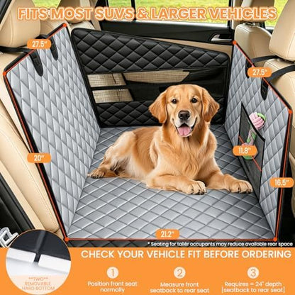 Large Dog Car Seat, Back Seat Extender for Dogs with Mesh Windows, Foldable Pet Car Seat with Hard Bottom, Waterproof Pet Seat Cover for Cars, Trucks and SUVs - Image 2