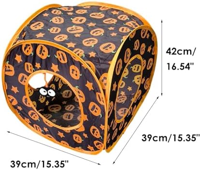 Halloween Cat Tunnel with Pumpkin Print Design - Single Collapsible Cat Play Tunnel for Cats & Kittens, Durable and Fun Halloween Pet Toy with Peek Hole - Image 5