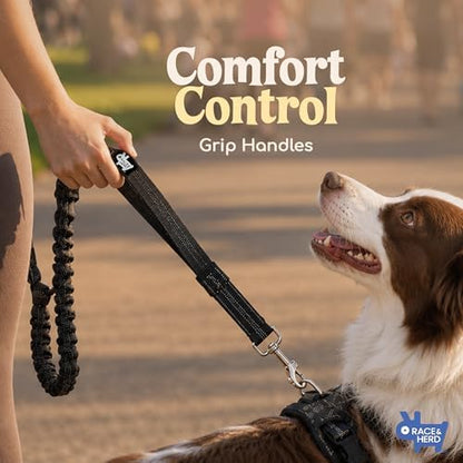 Race&Herd Dog Running Leash Hands Free — 68" Bungee Waist Belt (Onyx) - Image 3