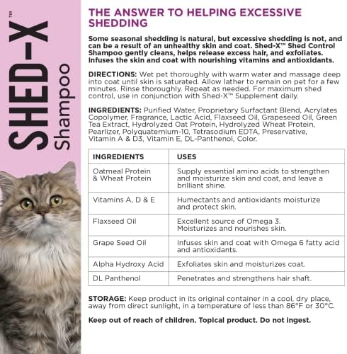 Shed-X Shed Control Shampoo for Cats, 8 oz, Vitamins & Antioxidants - Image 5