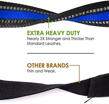 JSXD Heavy Duty Double Handle Dog Leash - 5 FT with Comfortable Padded and Reflective Rope, Suitable for Small, Medium, Large Dogs (Wide-Blue) - Image 4