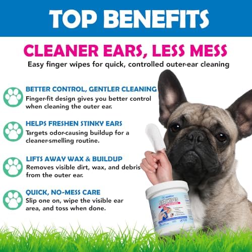 Squishface Ear Wipes – Finger Wipe Dog Ear Itch & Cleaner, 60 Count - Image 2