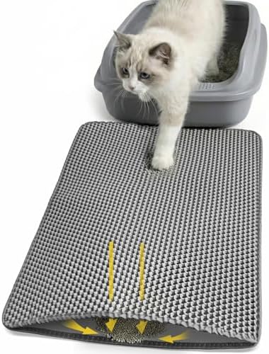 Cat Litter Mat 24x15 Inches, Honeycomb Double Layer Litter Trapping Mat, Waterproof Leakproof Urine Proof Cat Litter Box Mat for Cat Litter Box Area, Floor, Kitty Litter Rug by Unknown