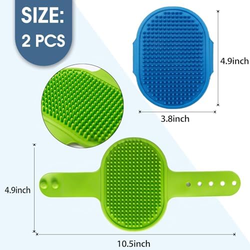 Dog Grooming Brush, Pet Shampoo Bath Brush Dog Grooming Shedding Brush Soothing Massage Rubber Comb with Adjustable Ring Handle for Long Short Haired Dogs and Cats 2pcs - Image 6