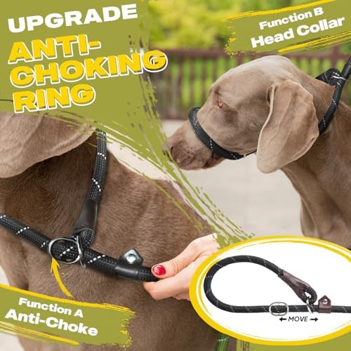 Fida Durable Slip Lead Dog Leash, 4 FT x 1/2" Dog Training Leash, Black - Image 3