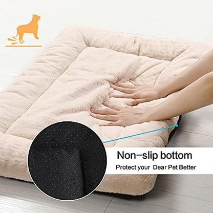 Dog Crate Pad Washable Dog Bed for Crate Medium Cozy Mat 30-Inch Cream - Image 6