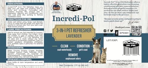 Dr. Pol Incredi-Pol 3-in-1 Pet Refresher | Waterless Coat Cleaner & Conditioner | Pet Odor Eliminator | Fine Mist Spray for Dogs & Cats | Freshens, Cleans & Softens Fur | 3 oz | Lavender - Image 7