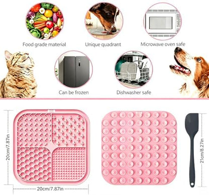 Licking Mat for Dogs & Cats with Suction Cups, 1 Pack Square Dog Slow Feeder Lick Pat for Anxiety Relief Boredom, Dog Toys to Keep Them Busy, Pets Bathing Training Grooming Mat 7.8 * 7.8 inches - Image 2