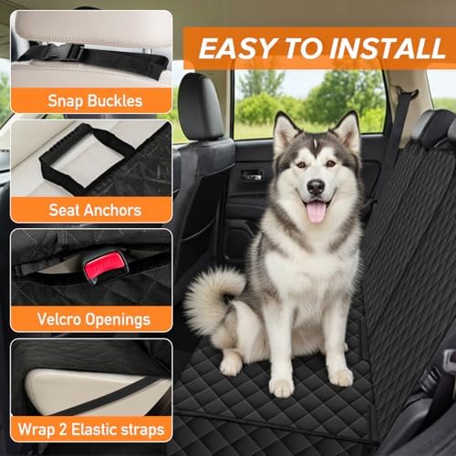 NECKORY Dog Car Seat Cover for Back Seat, Fits Cars/SUVs/Trucks, M-Black - Image 3