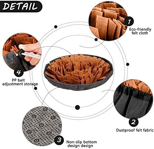 AWOOF Pet Snuffle Mat for Dogs, Interactive Feed Game for Boredom, Encourages Natural Foraging Skills for Cats Dogs Bowl Travel Use, Dog Treat Dispenser Indoor Outdoor Stress Relief (Brown) - Image 3