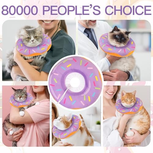 Cat Cone Collar Soft, Cute Cat Donut Collar After Surgery, Adjustable Kitten Recovery Cones to Stop Licking, Lightweight Neck Elizabethan Collars for Cats Kittens (Purple, Large) - Image 6