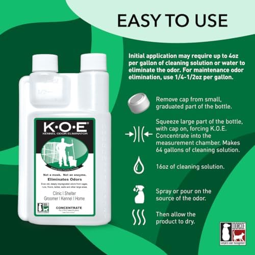 Odorcide, Thornell KOE Kennel Odor Eliminator Concentrate, Great for Cages, Runs, Floors & More, Pet Odor Eliminator for Home & Kennel w/Safe, Non-Enzymatic Formula, 16 oz, White – Not A Spray Bottle - Image 2