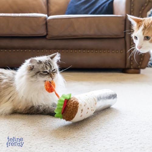 P.L.A.Y. Cute Cat Toys - Feline Frenzy Interactive Kicker Toy, Burrito Food Themed Catnip Filled Toy, Great for Adult Cats and Kittens - Double Stitched, Recycled Materials, Crinkles (Shrimp Purrito) - Image 5
