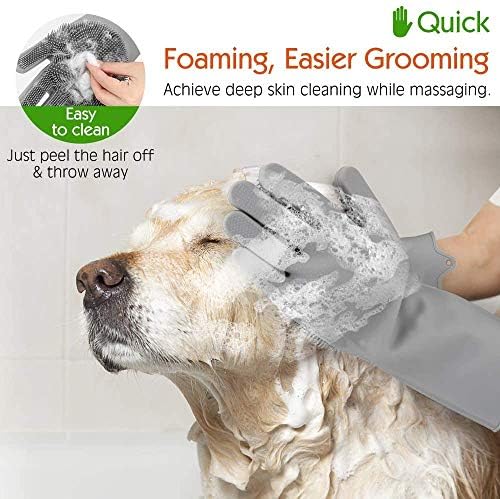 Sene Pet Grooming Gloves, Silicone Gloves Dog bathing supplies Hair Removal Gloves, High Density Teeth Bathing Shampoo Shedding Bath Brush Scrubber Washing for Dod and Cat - Image 2