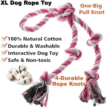 Rope Toy for Dogs，Large Dog Rope Toys for Aggressive Chewers, Heavy Duty Dog Toys for Large Medium Breed, Indestructible Tough Chew Toys Tug of War Dog Toy Cotton Rope for Teeth Cleaning - Image 4