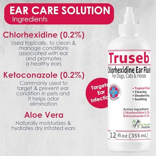Truseb Maximum Strength Dog Ear Infection Treatment Flush, Cat & Dog Ear Cleaner Solution Medicated with Chlorhexidine & Ketoconazole Helps with Ear Itching Redness Swelling (12 oz) - Image 5